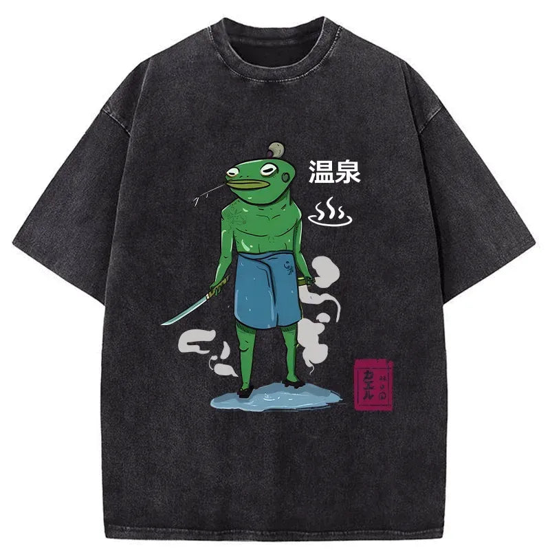 Japanese frog samurai hot spring t-shirt