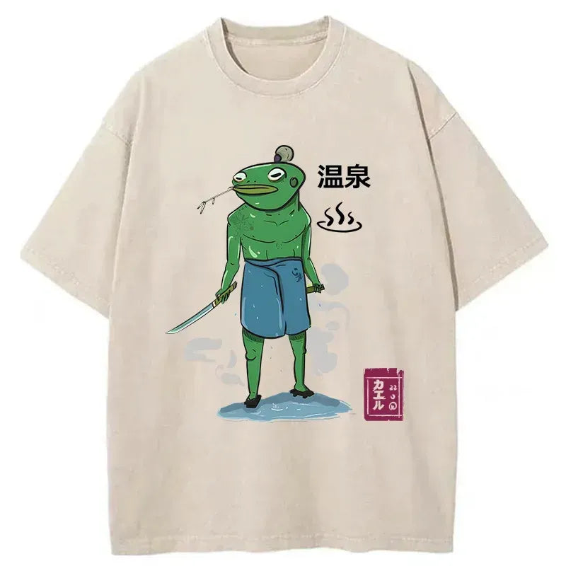 Japanese frog samurai hot spring t-shirt