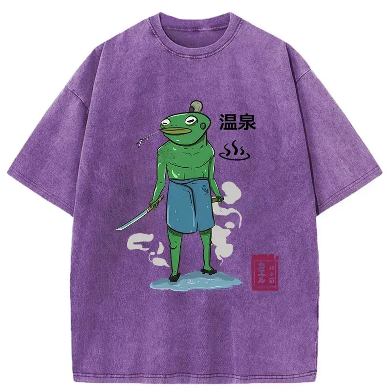 frog samurai bathing t-shirt trendy gift