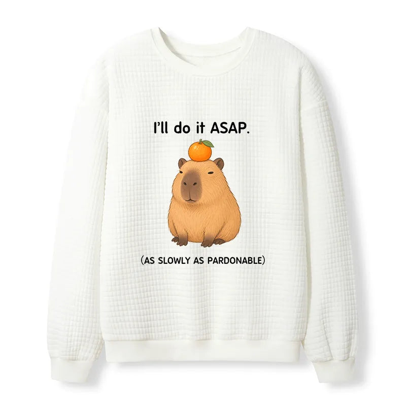 Kyoto-Lion Slow Task Capybara Meme Waffle Sweatshirt