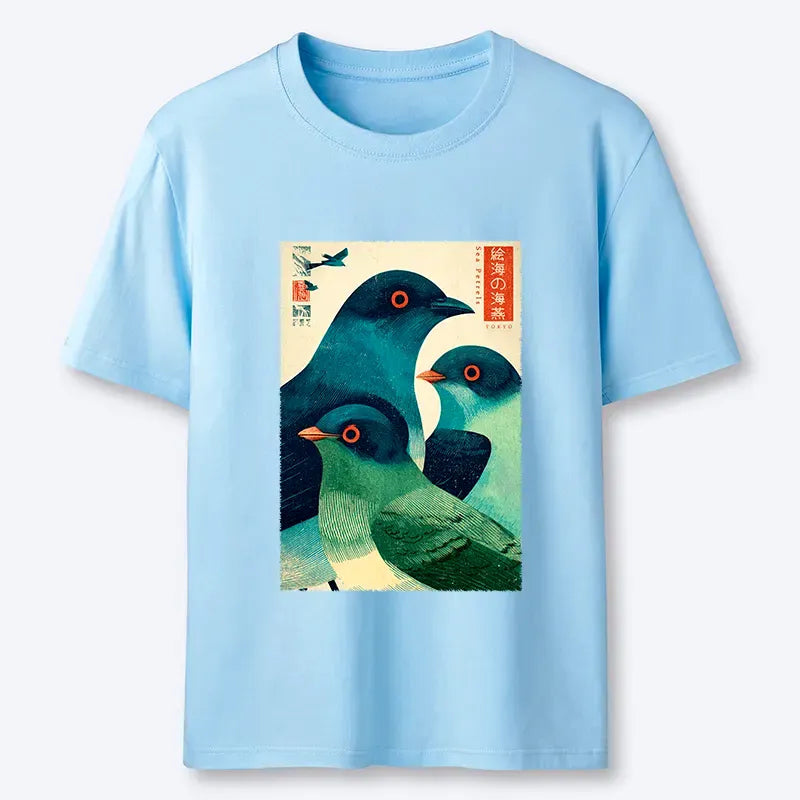 Woodblock Print Short Sleeve T-Shirt on Sale