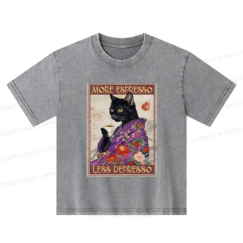 japanese cat drinking coffee kids t-shirt