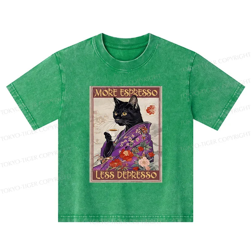 japanese cat drinking coffee kids t-shirt
