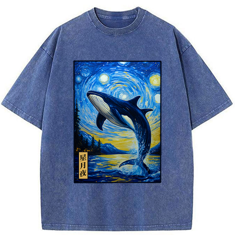 washed starry night unisex tee for daily wear