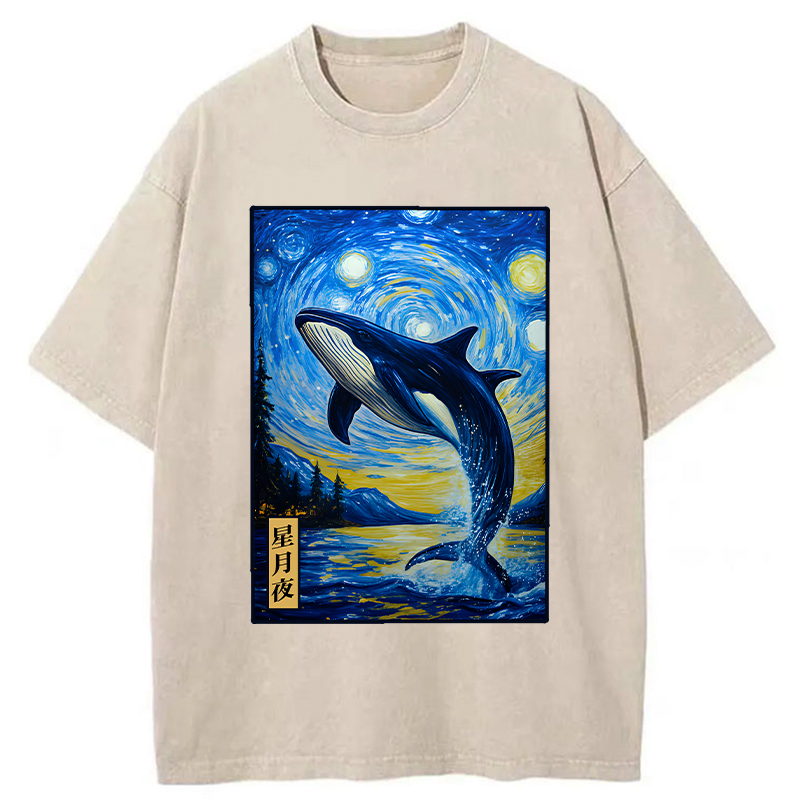 washed starry night unisex tee for daily wear