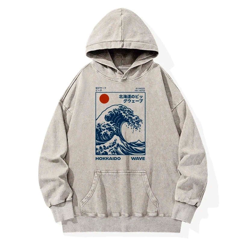 japanese wave hoodie for gift