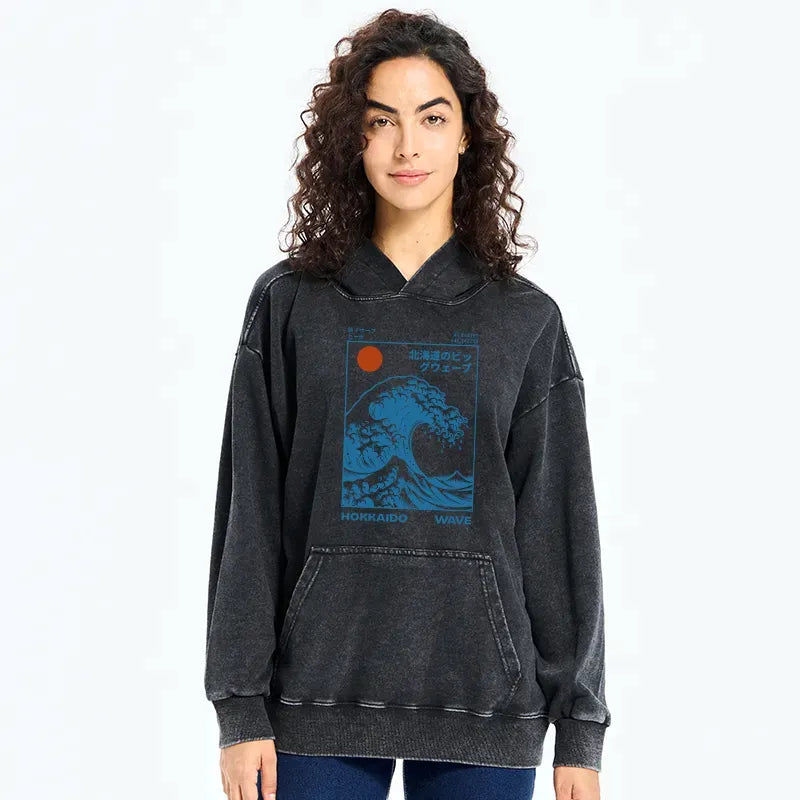 japanese wave hoodie for gift