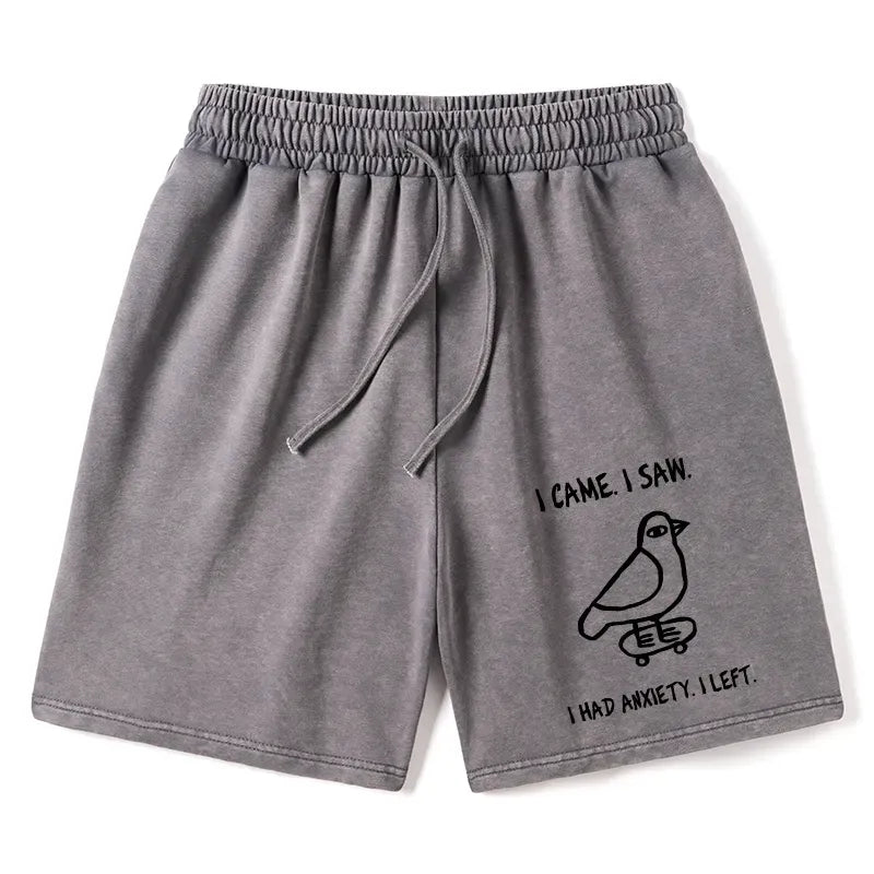 Funny Meme Bird Washed Shorts for Summer