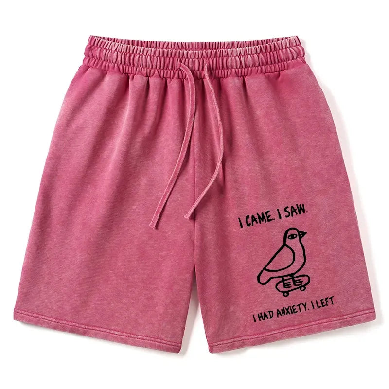 Funny Meme Bird Washed Shorts for Summer