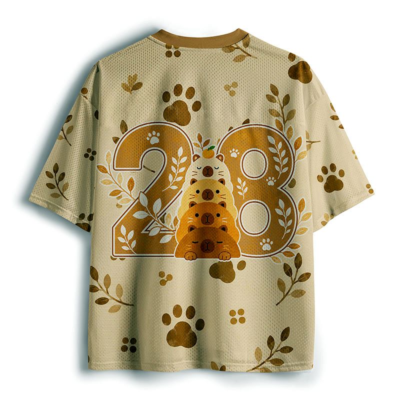 Kyoto-Lion Capybaras Stacked Together Mesh Jersey