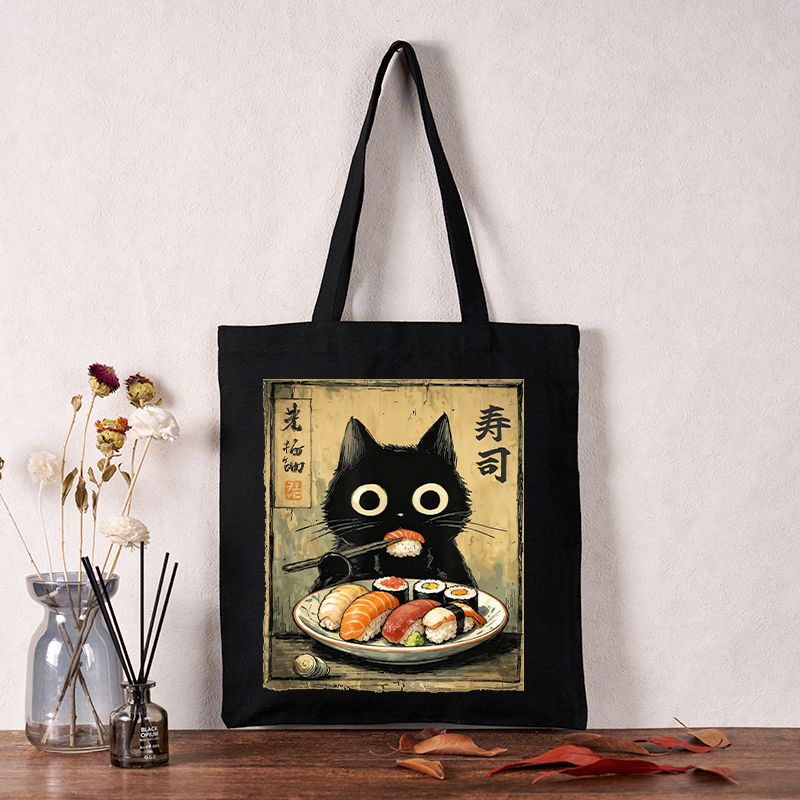 Kyoto-Lion Vintage Japanese Sushi Cat Tote Bag
