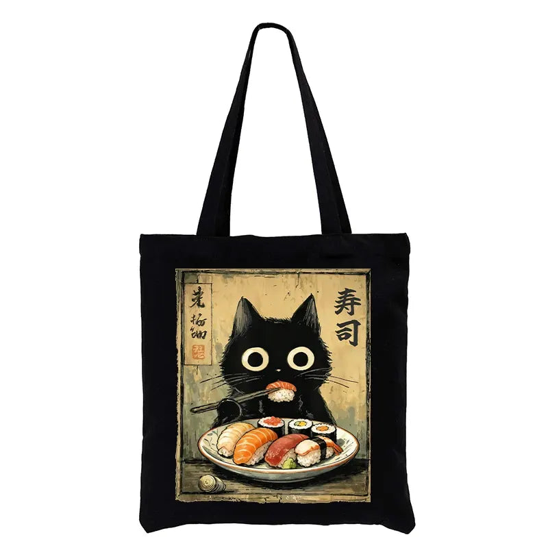 Kyoto-Lion Vintage Japanese Sushi Cat Tote Bag