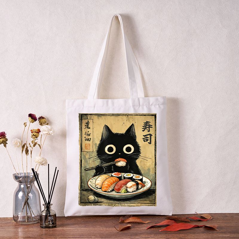vintage japanese sushi cat tote bag