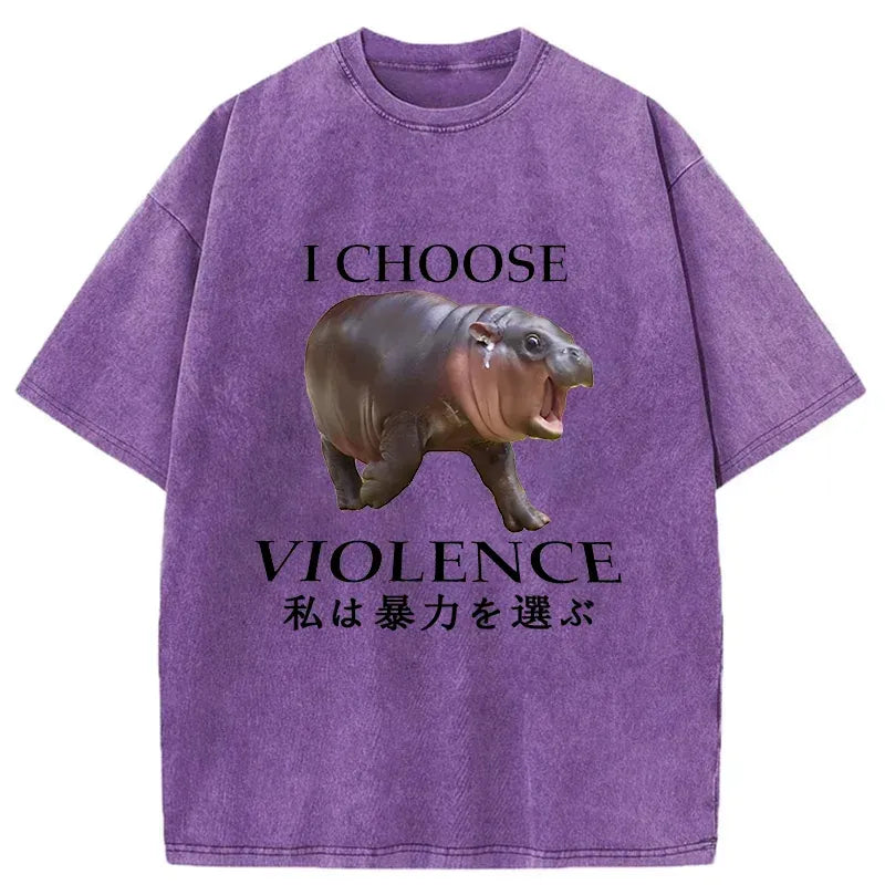 Kyoto Lion Moo Deng Choose Violence T-Shirt for Men