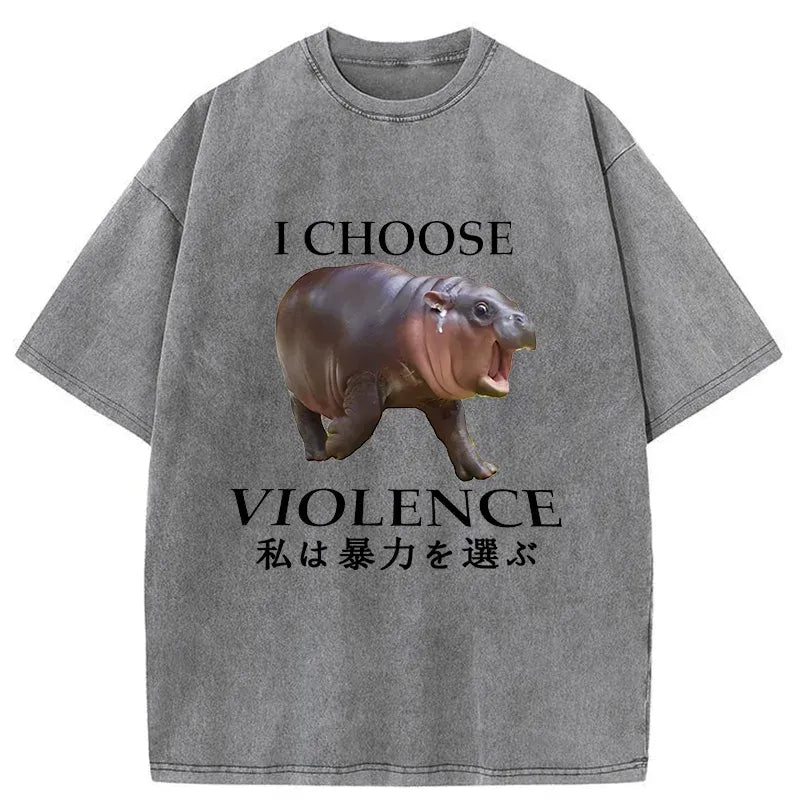 Kyoto Lion Moo Deng Choose Violence T-Shirt for Men