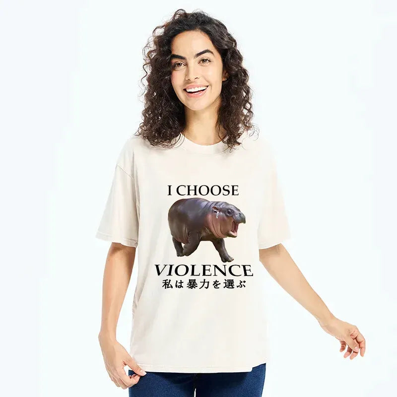 Kyoto Lion Moo Deng Choose Violence T-Shirt for Men