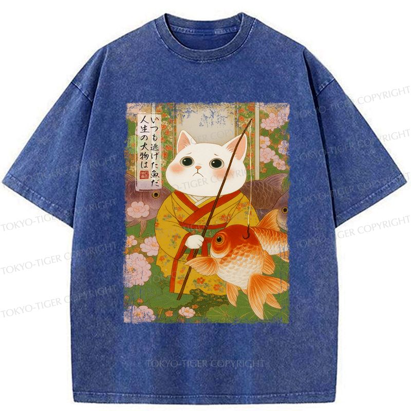 Kyoto-Lion A Tale of Cat and Fish Washed T-Shirt
