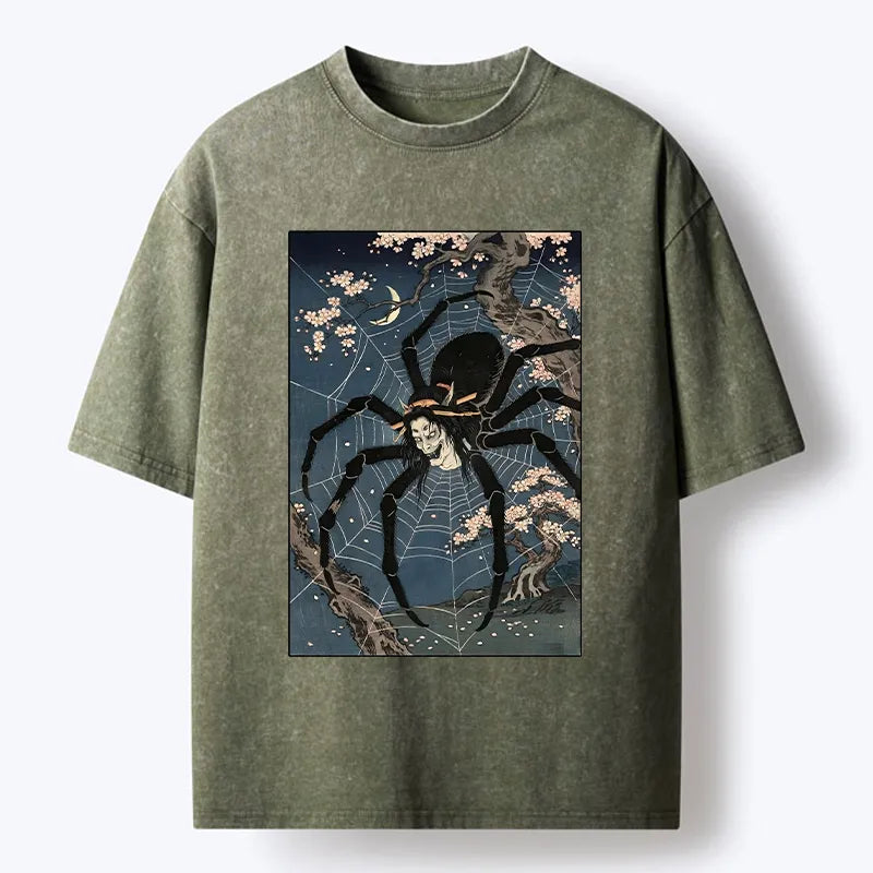 Kyoto-Lion Vintage Spider Ghost Art Washed T-Shirt