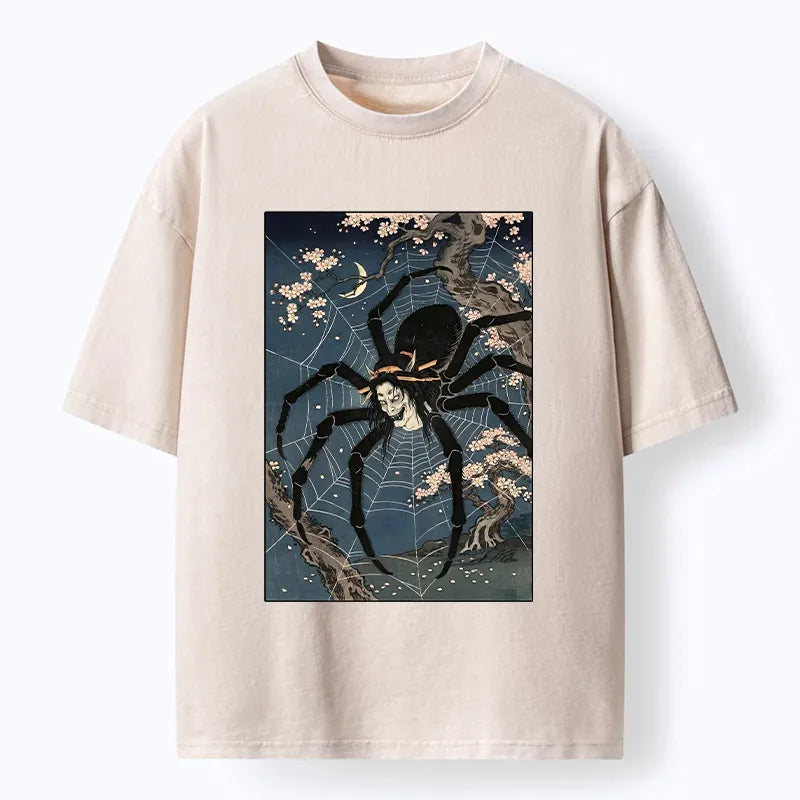 Kyoto-Lion Vintage Spider Ghost Art Washed T-Shirt
