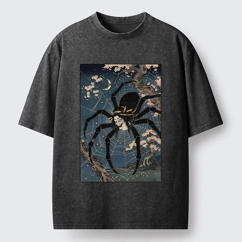 Kyoto-Lion Vintage Spider Ghost Art Washed T-Shirt