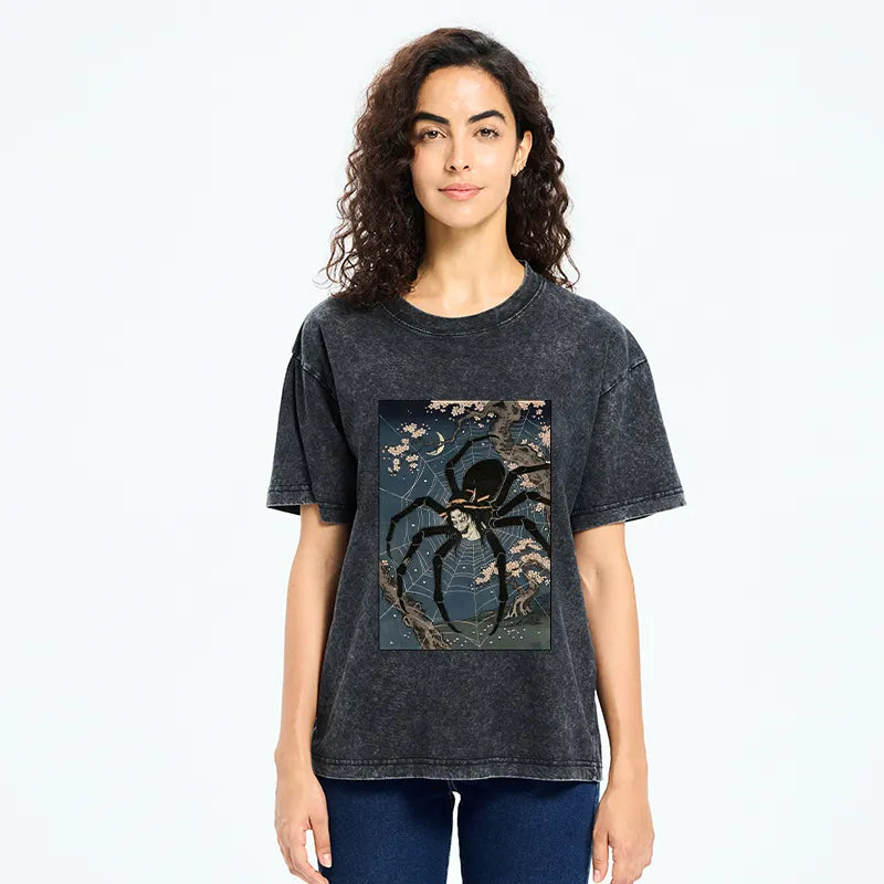 Kyoto-Lion Vintage Spider Ghost Art Washed T-Shirt