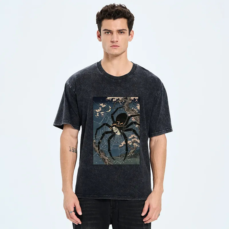 Kyoto-Lion Vintage Spider Ghost Art Washed T-Shirt
