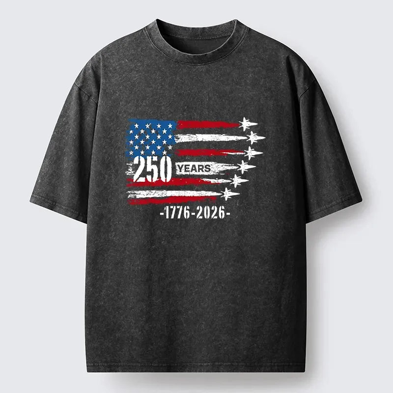 Kyoto-Lion 250 Years Strong American Flag Washed T-Shirt