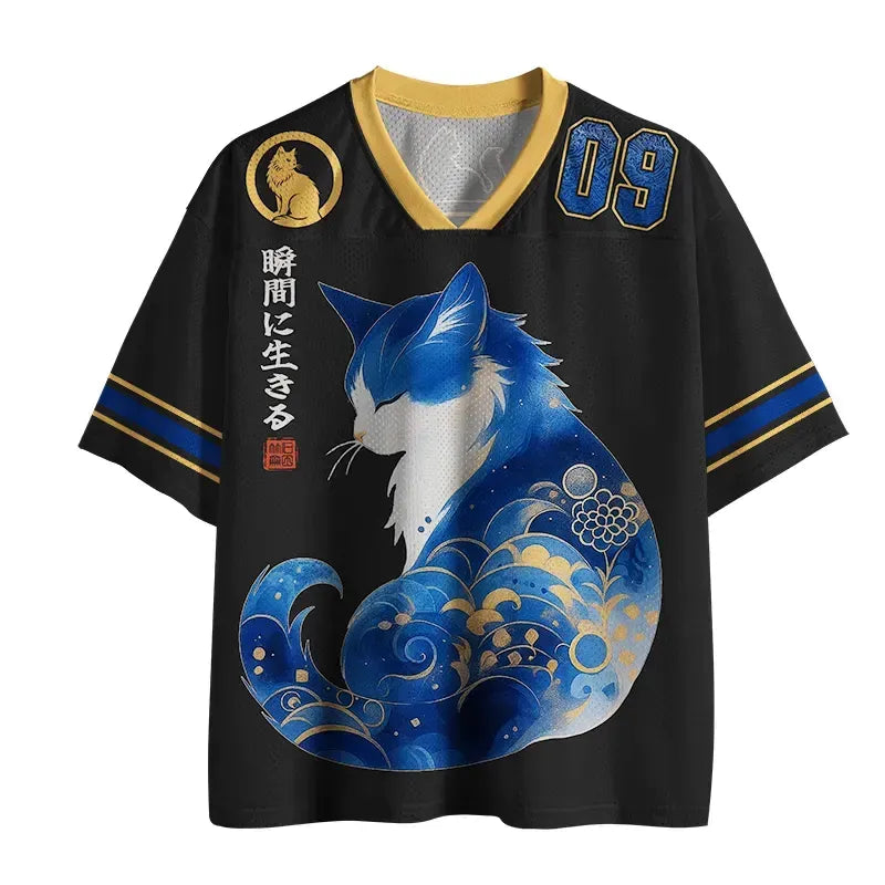 Japanese Zen Cat Mesh Jersey Trendy