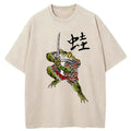 Washed Japanese Frog T-Shirt for Vacation