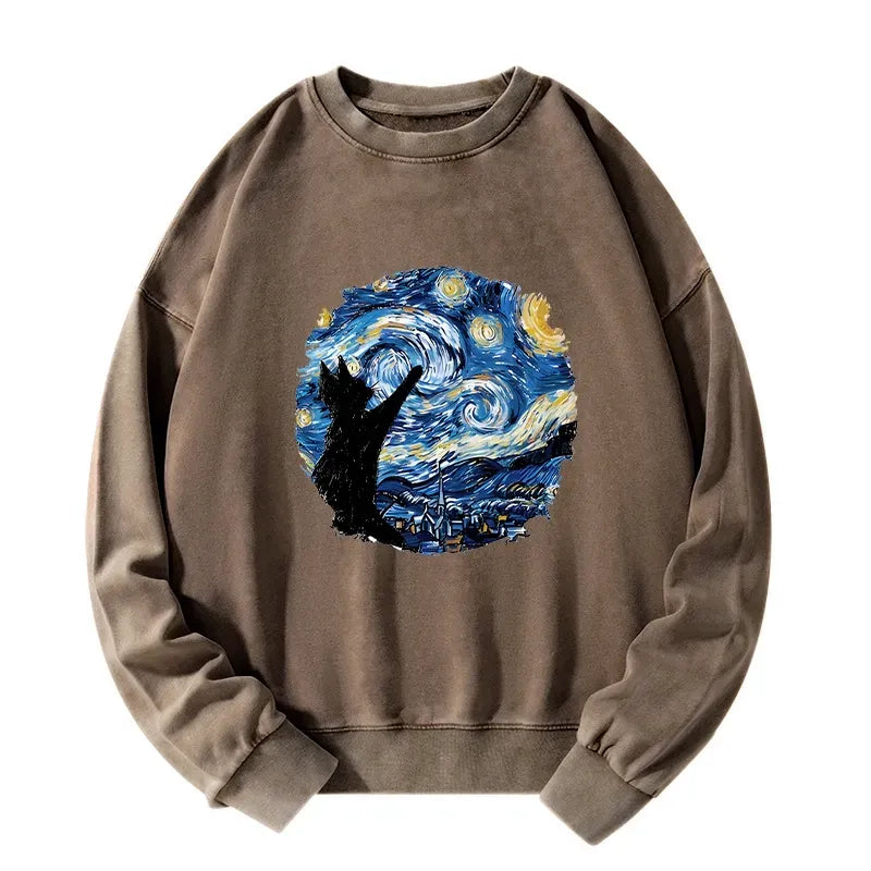 Japanese Vintage Black Cat Sweatshirt