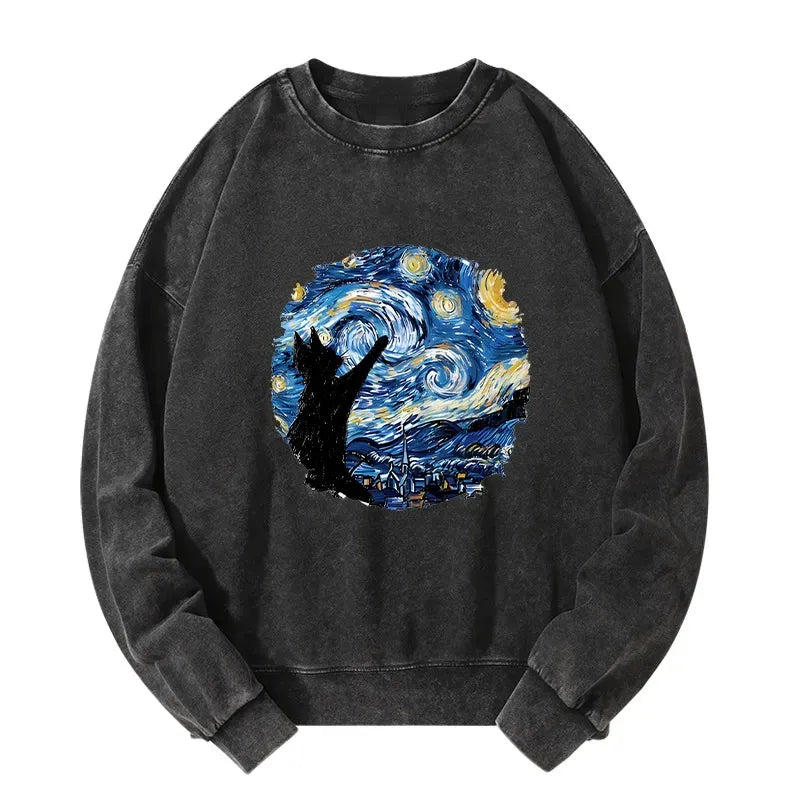 Japanese Vintage Black Cat Sweatshirt