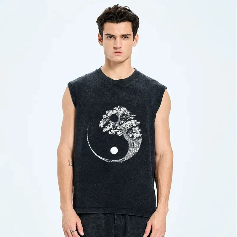 Japanese Yin Yang Tank Top for Daily Wear