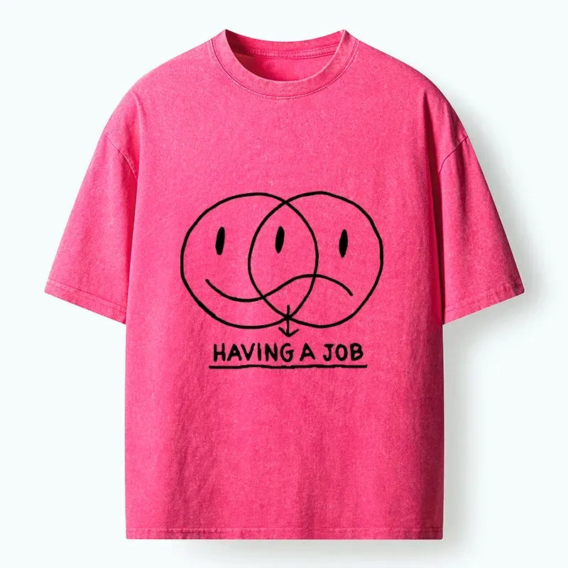 Kyoto-Lion Having A Job Funny Meme Washed T-Shirt