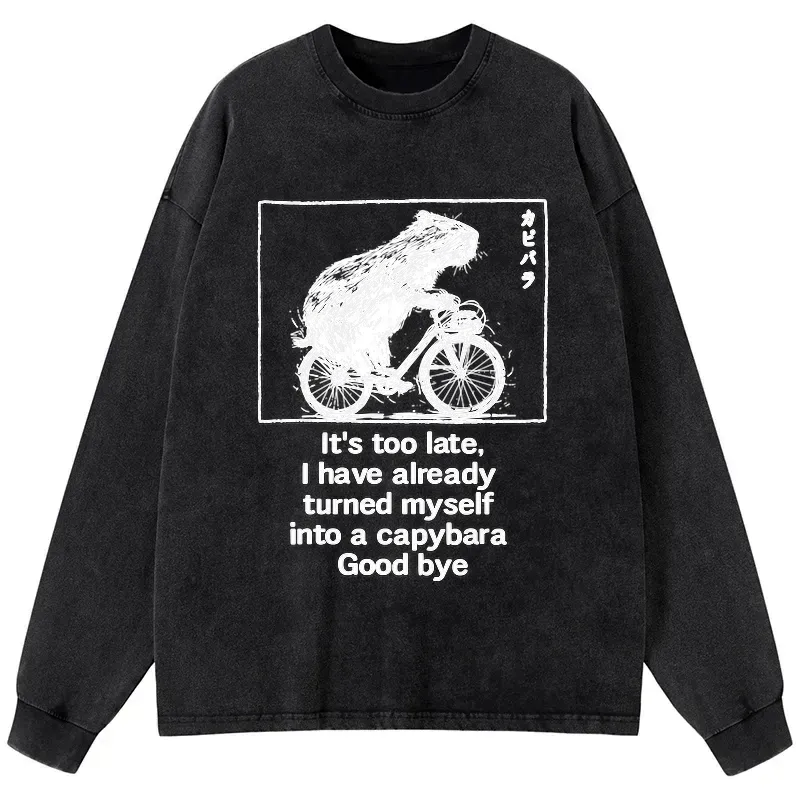 Funny Capybara Bicycle Long Sleeve T-Shirt
