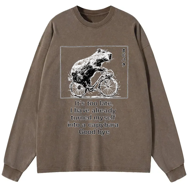 Funny Capybara Bicycle Long Sleeve T-Shirt