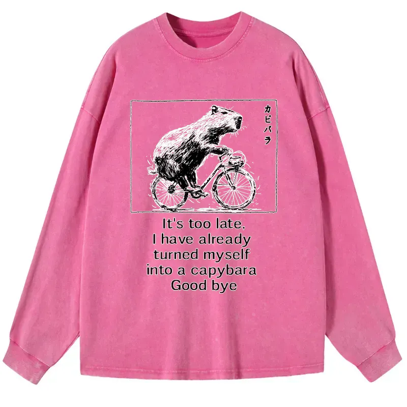 Funny Capybara Bicycle Long Sleeve T-Shirt