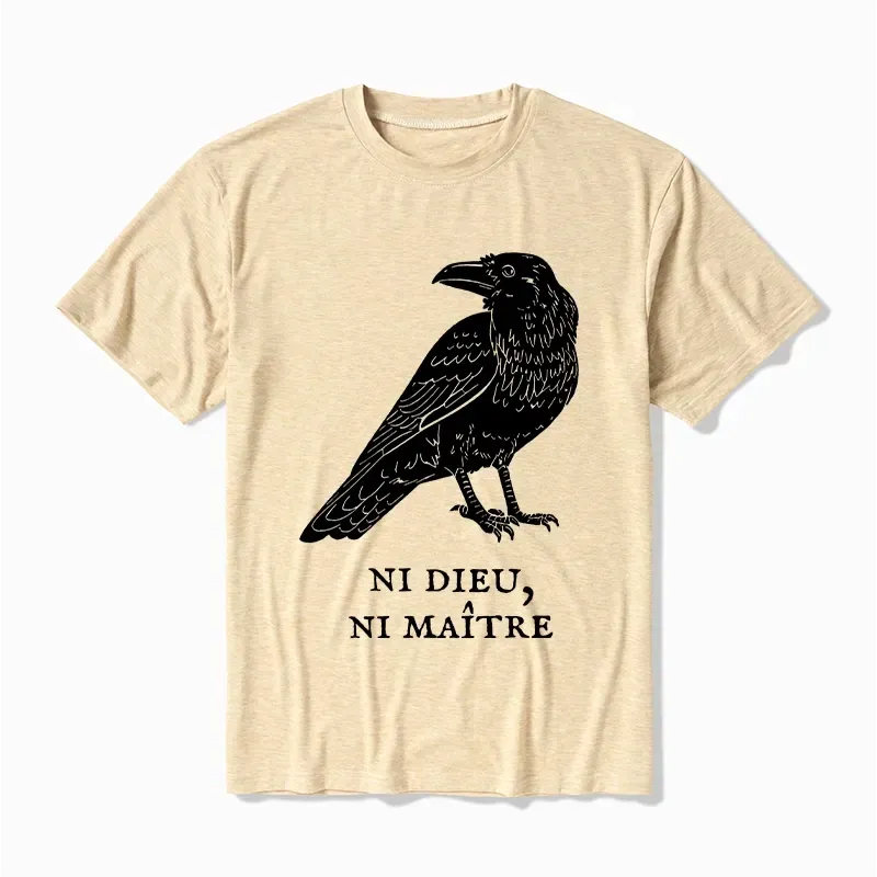 Kyoto-Lion Crow Have A Strong Sense Of Self Cotton Blend T-Shirt