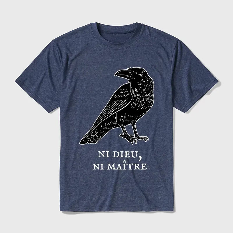 Kyoto-Lion Crow Have A Strong Sense Of Self Cotton Blend T-Shirt