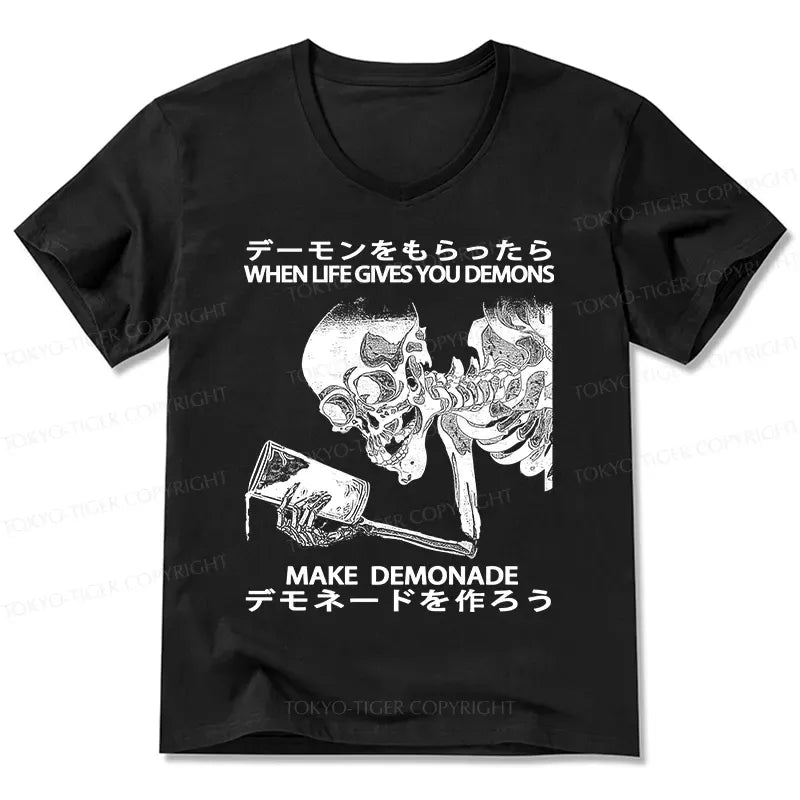 Japanese Funny V-Neck T-Shirt for Men