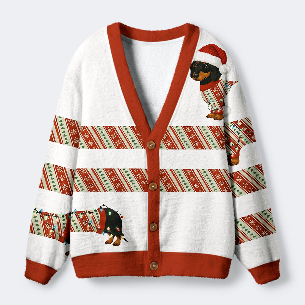 Kyoto-Lion Santa's Little Helper Dog Ugly Cardigan Sweater