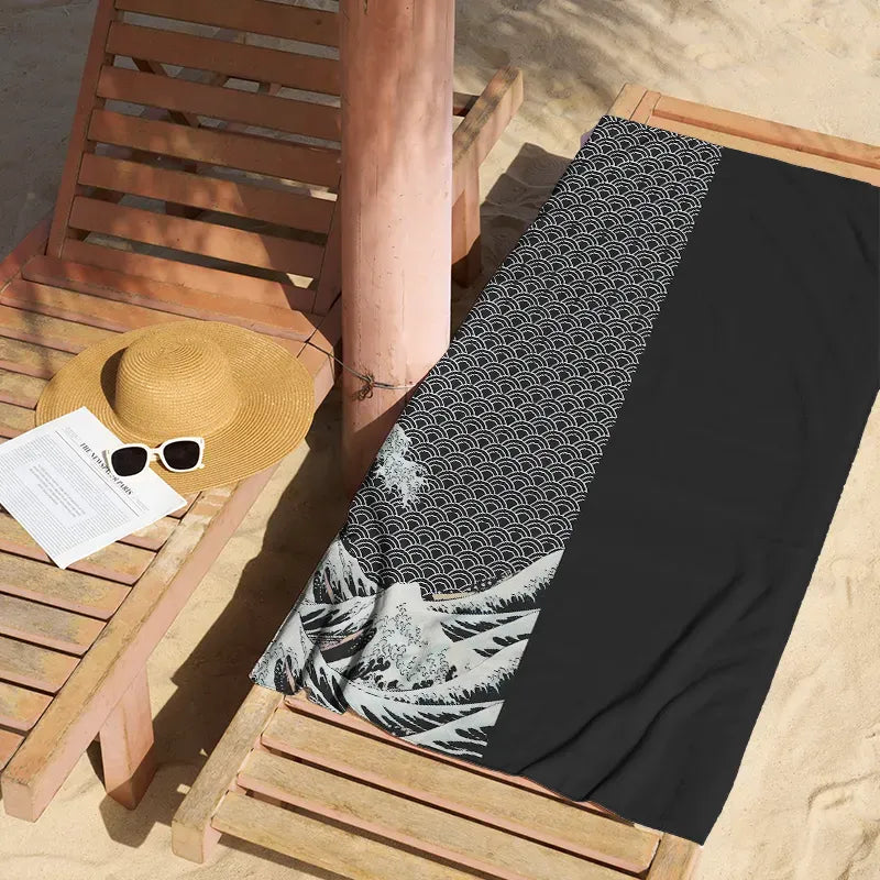 Ukiyo-e Wave Beach Towel for Vacation