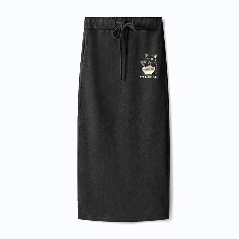 Cats Eat Ramen Washed Terry Skirt