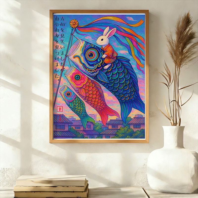 Vintage Carp Streamer Wall Art Print