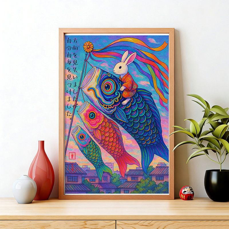 Japanese Ukiyoe Rabbit Art Poster