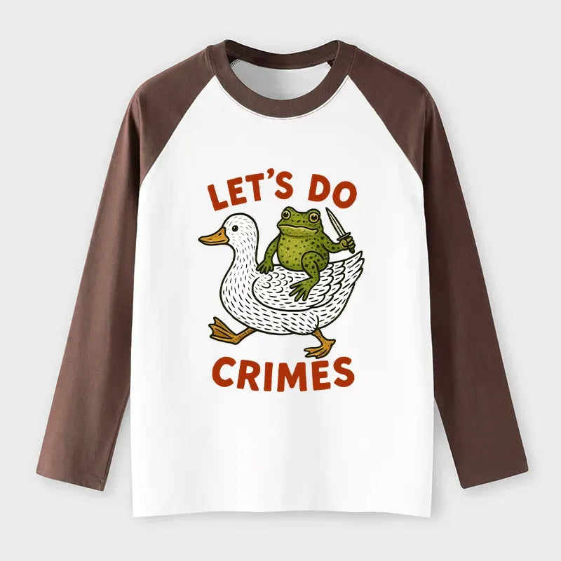 Kyoto-Lion Frog Ready To Commit Crime Raglan Long Sleeve T-shirt