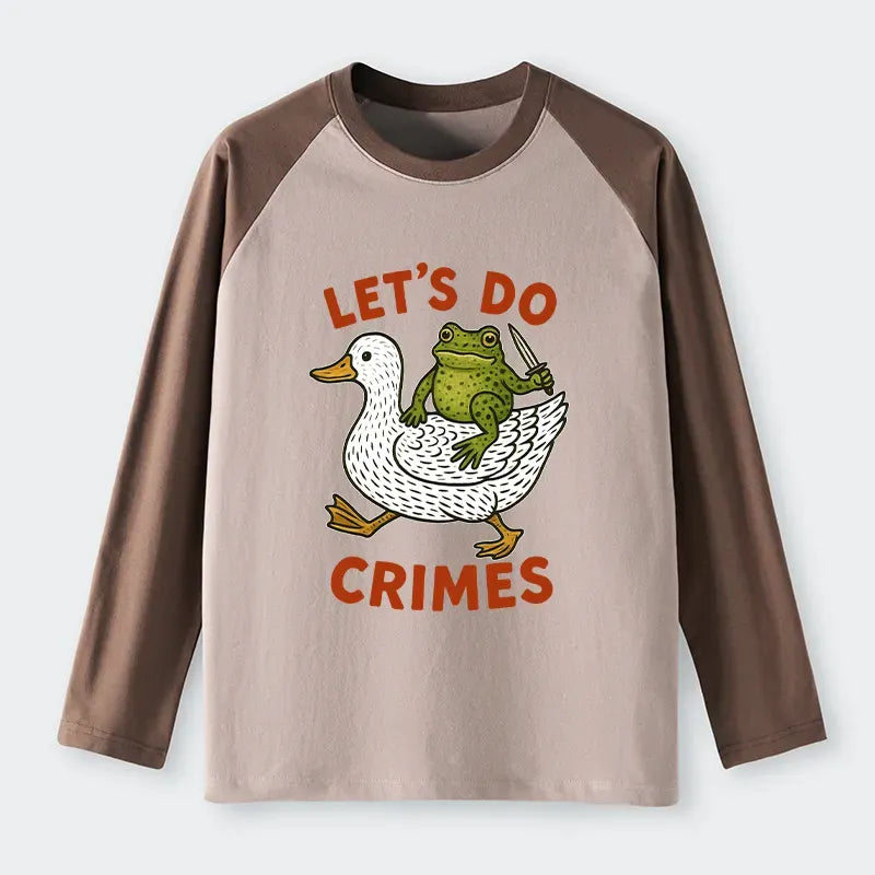 Kyoto-Lion Frog Ready To Commit Crime Raglan Long Sleeve T-shirt