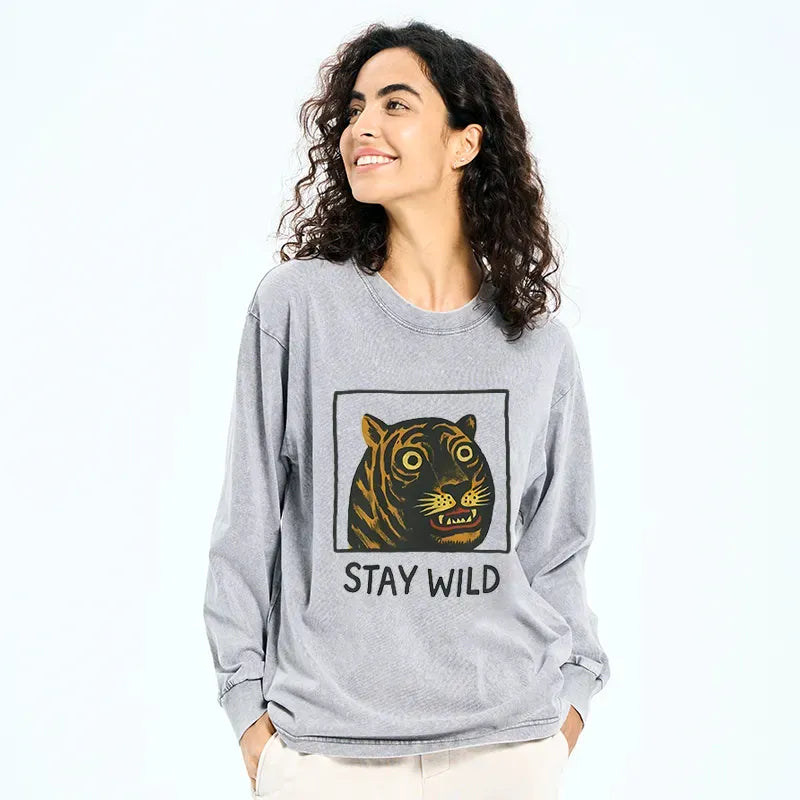 Cute Washed Tiger Tee for Daily Wear