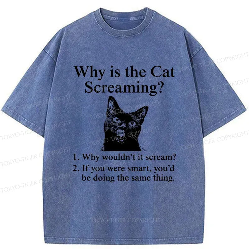 Japanese Washed Cat T-Shirt for Daily Wear