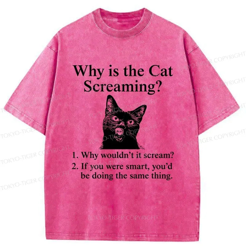 Japanese Washed Cat T-Shirt for Daily Wear