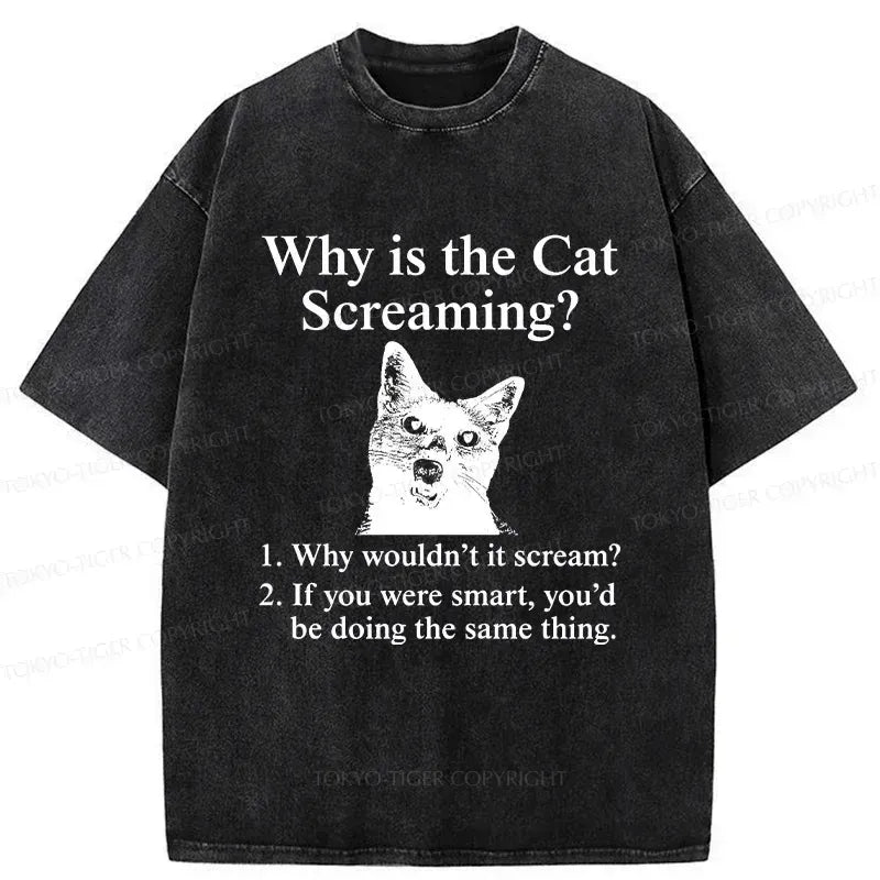 Japanese Washed Cat T-Shirt for Daily Wear